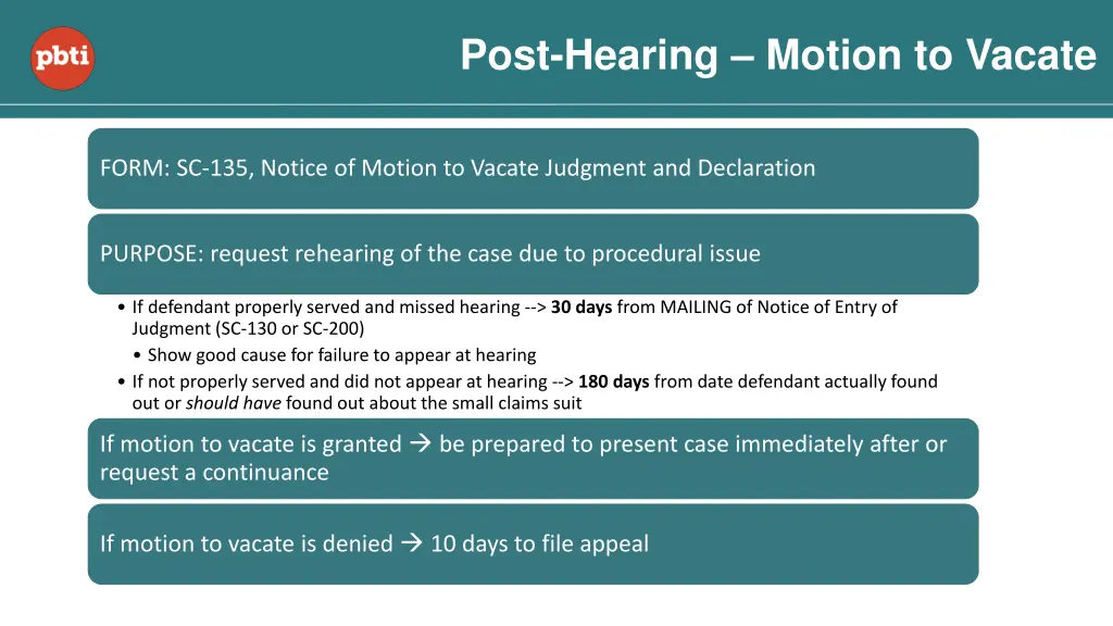 post hearing motion to vacate