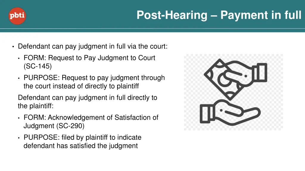 post hearing payment in full