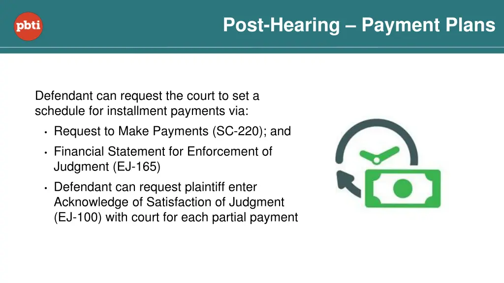 post hearing payment plans