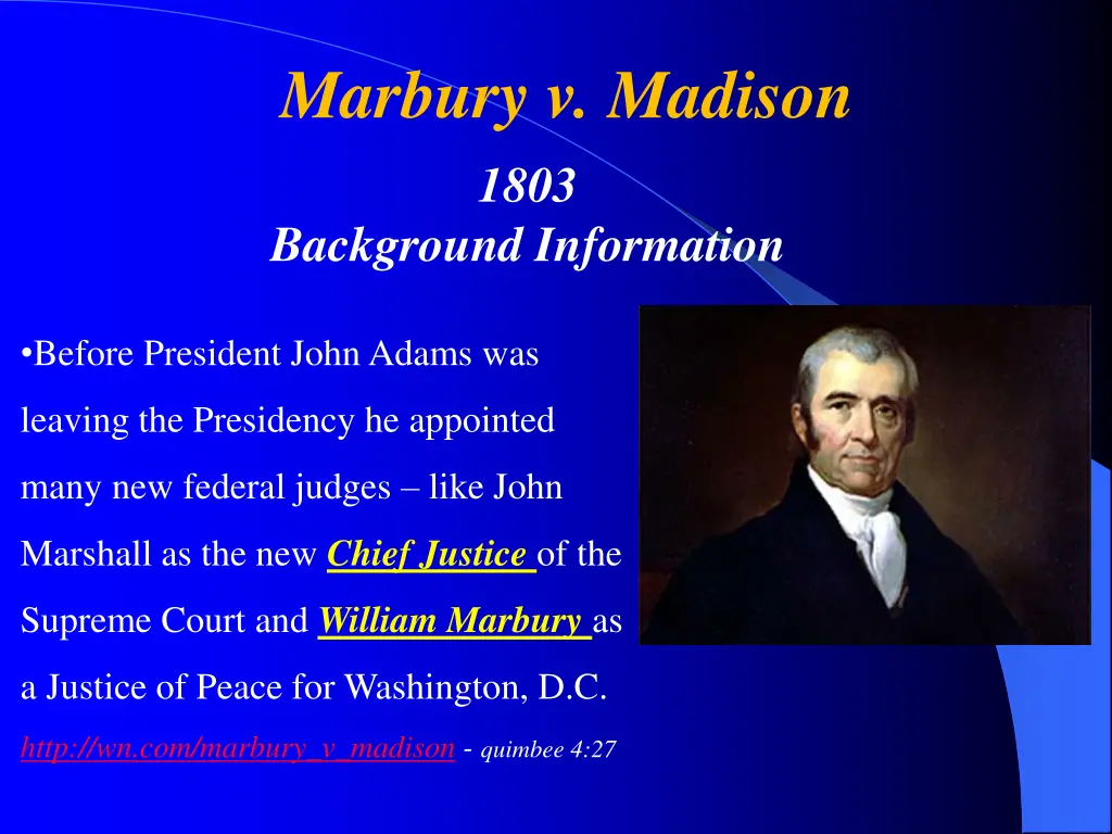 marbury v madison 1803 background information