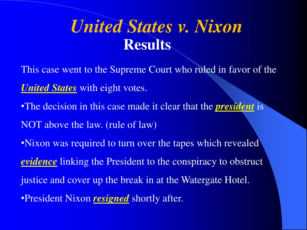 united states v nixon results