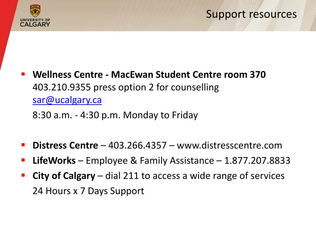 support resources