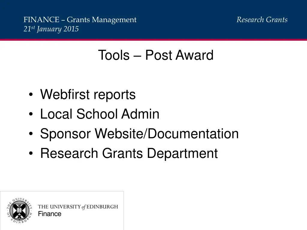 finance grants management 21 st january 2015 4