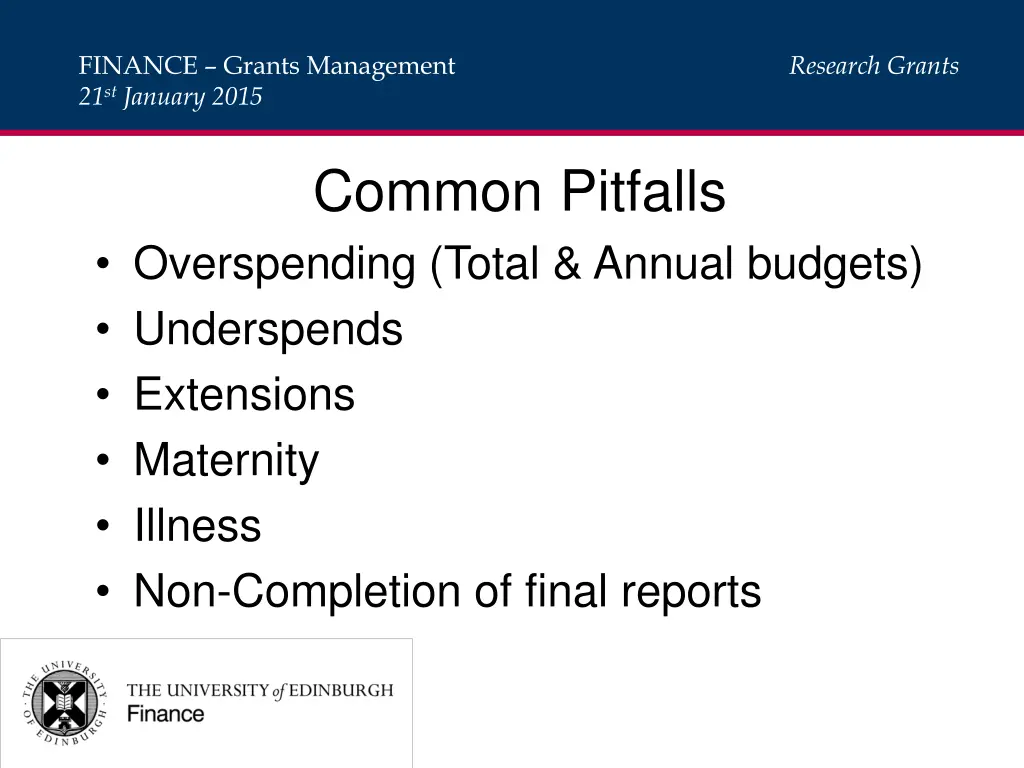 finance grants management 21 st january 2015 6