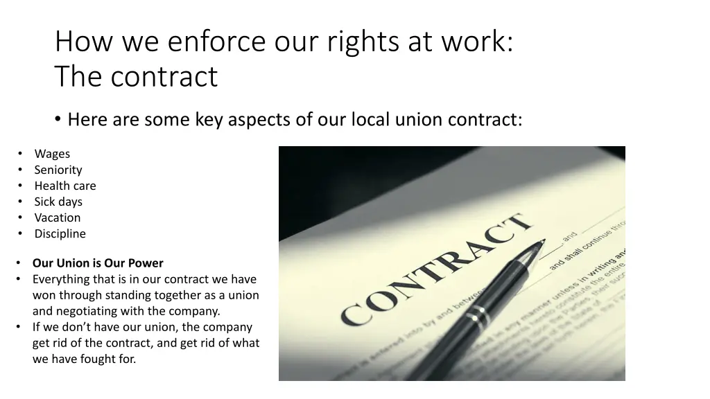 how we enforce our rights at work the contract
