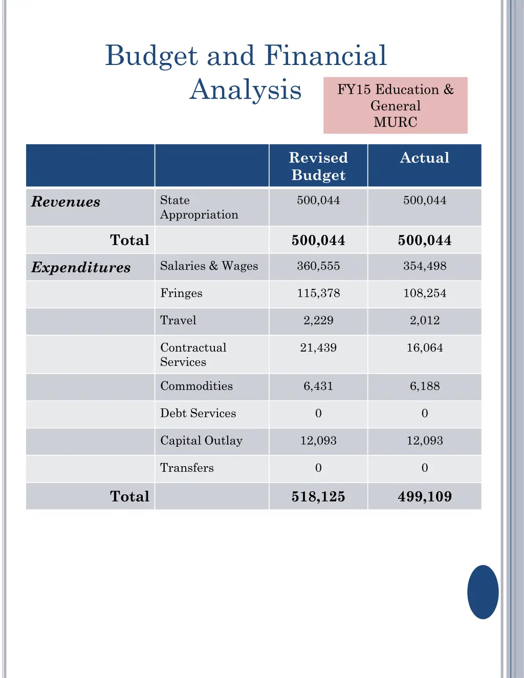 budget and financial analysis 2