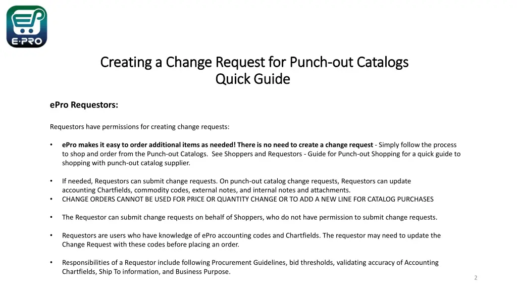 creating a change request for punch creating