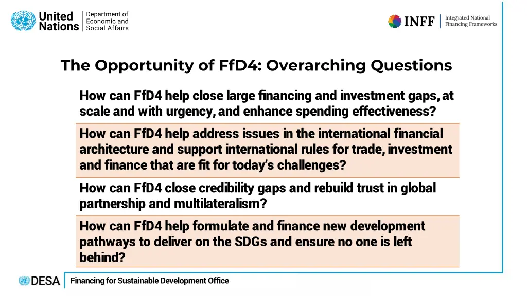the opportunity of ffd4 overarching questions