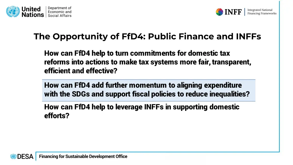 the opportunity of ffd4 public finance and inffs