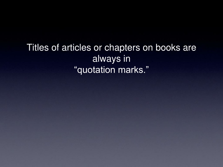 titles of articles or chapters on books