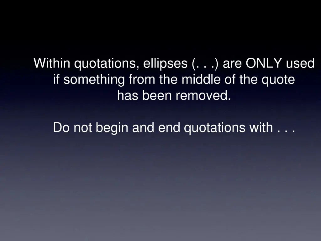 within quotations ellipses are only used