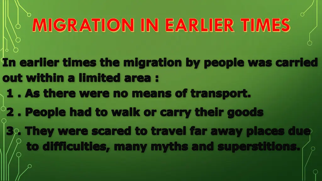 migration in earlier times