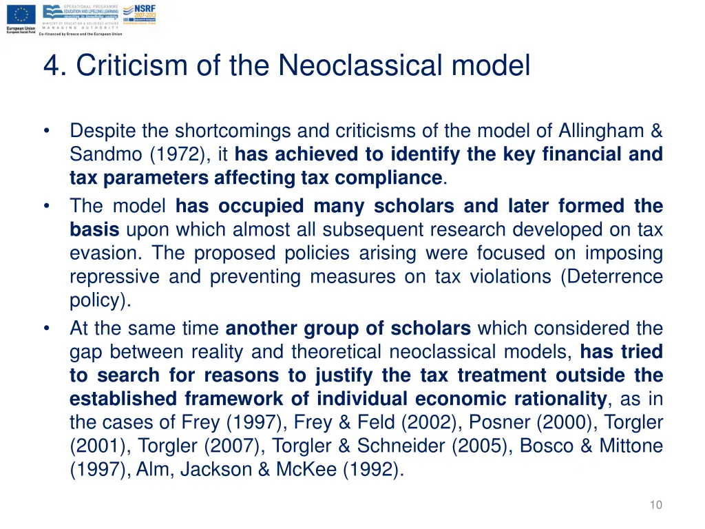 4 criticism of the neoclassical model