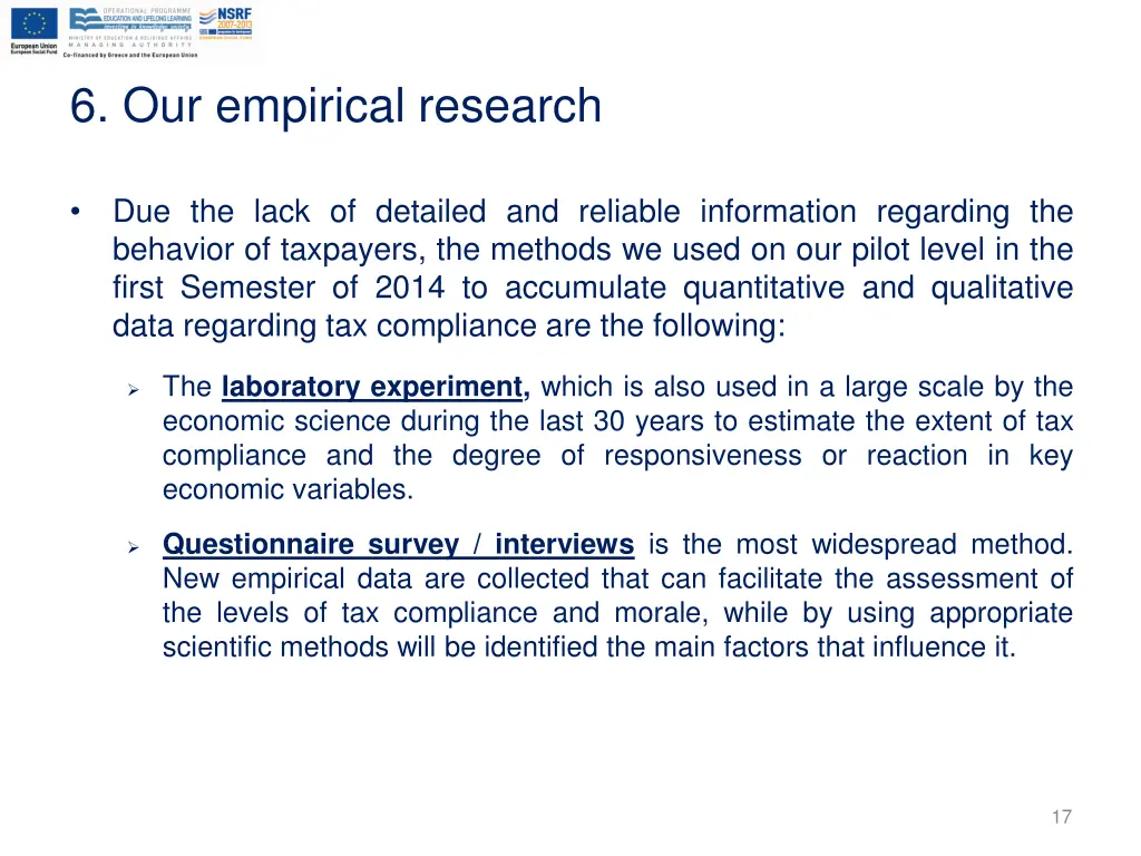 6 our empirical research
