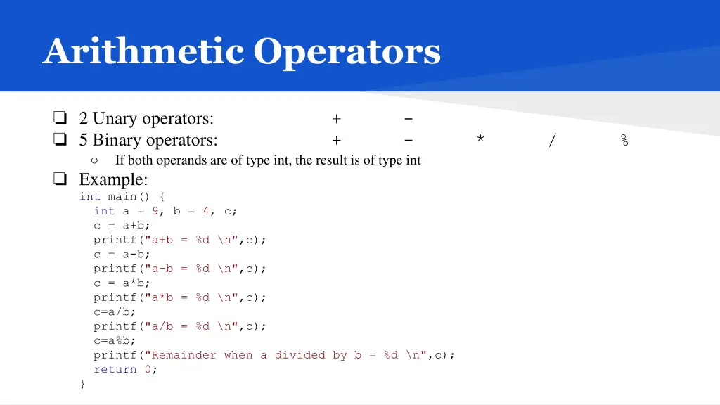 arithmetic operators