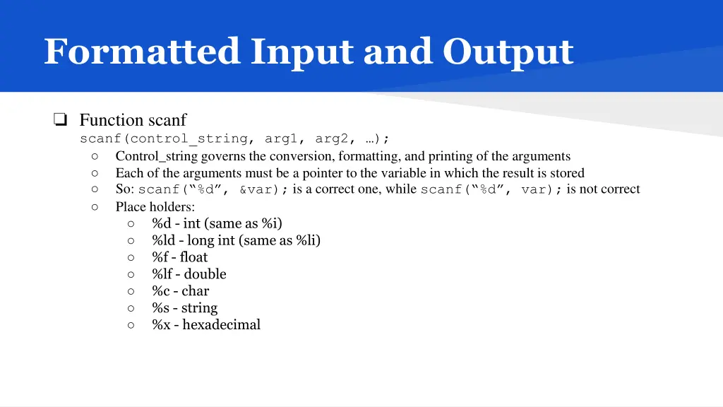 formatted input and output 2