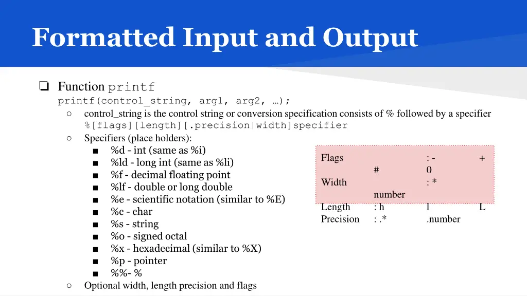 formatted input and output