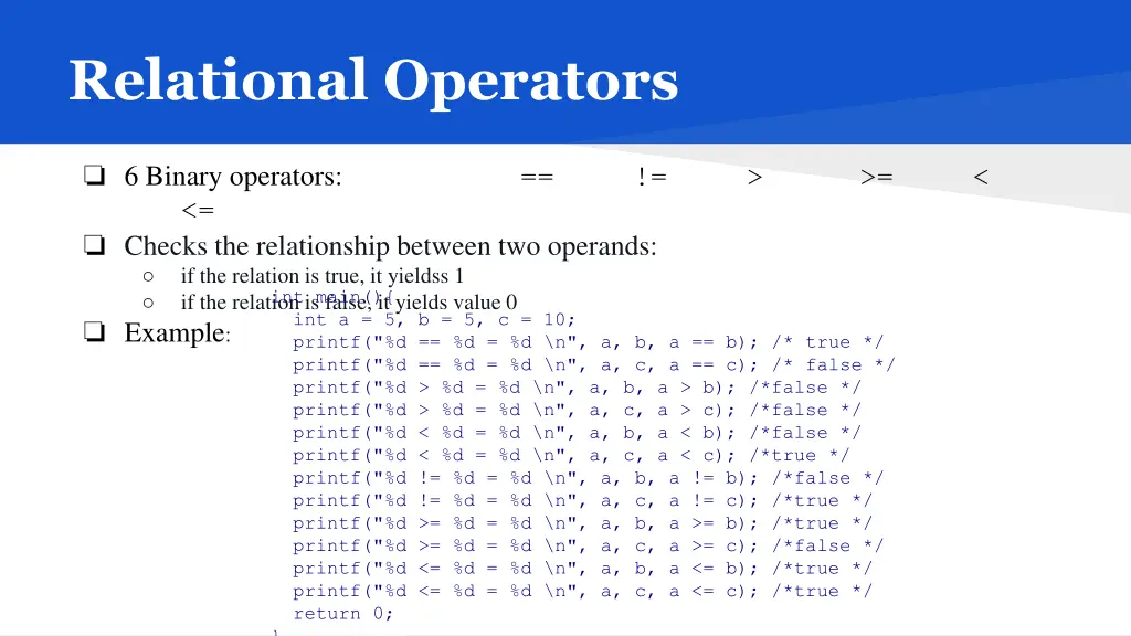 relational operators