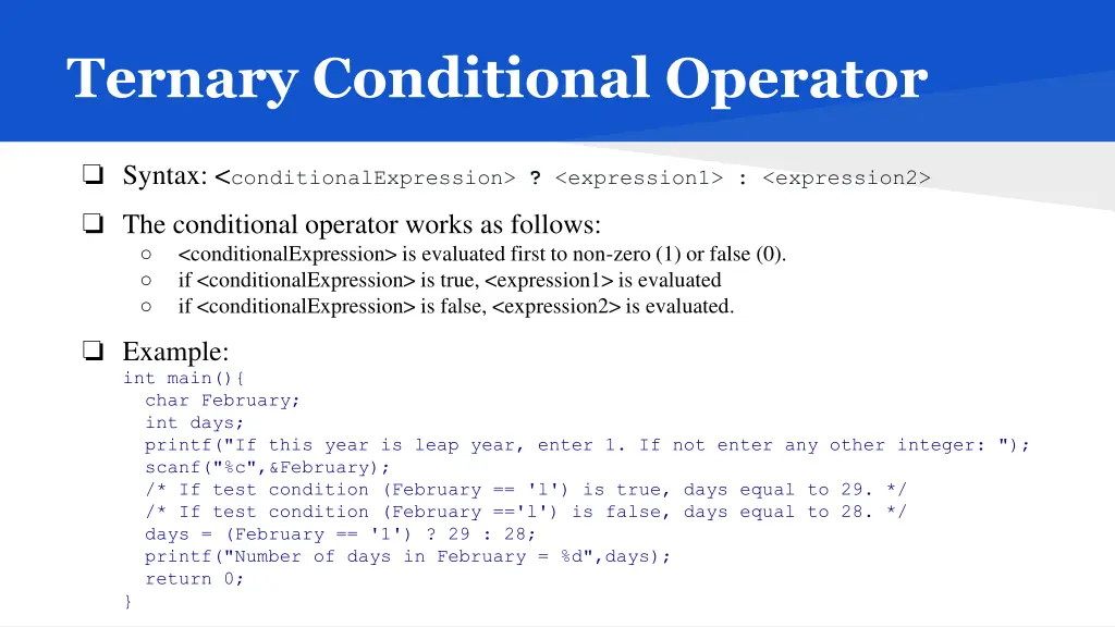 ternary conditional operator