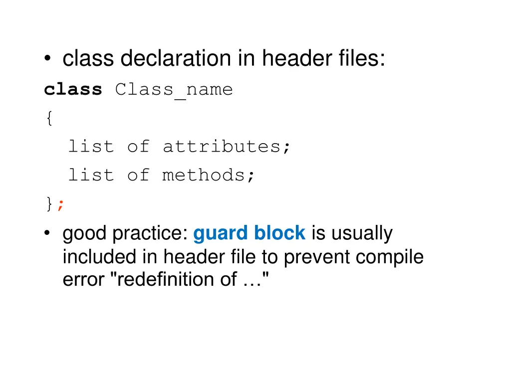 class declaration in header files class class