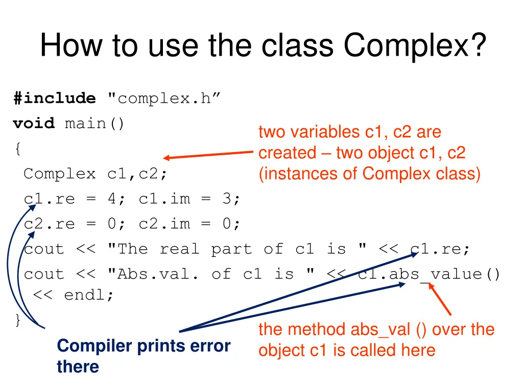 how to use the class complex