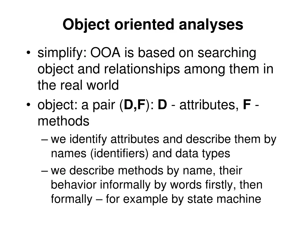 object oriented analyses