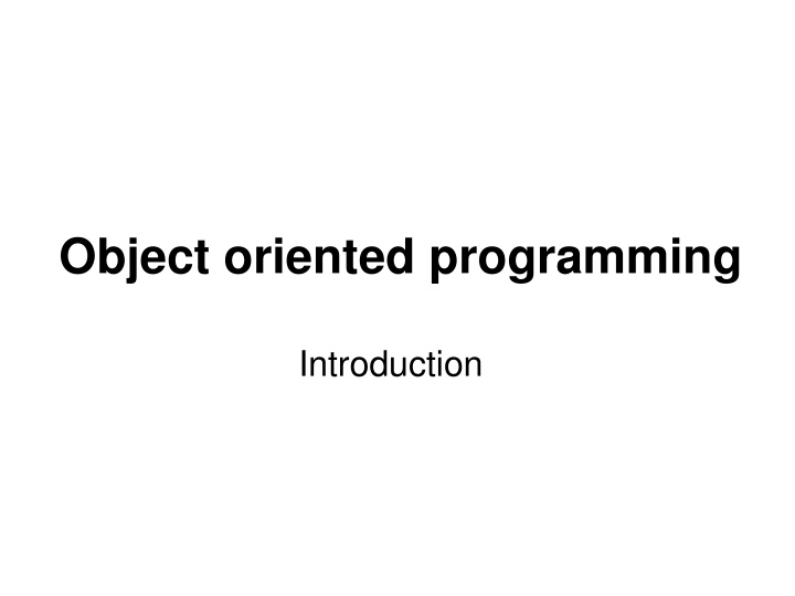 object oriented programming