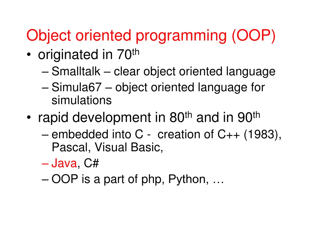 object oriented programming oop originated