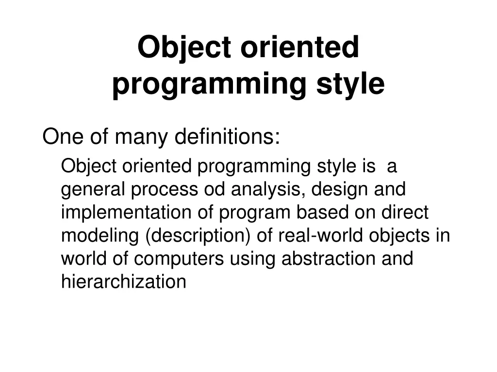 object oriented programming style