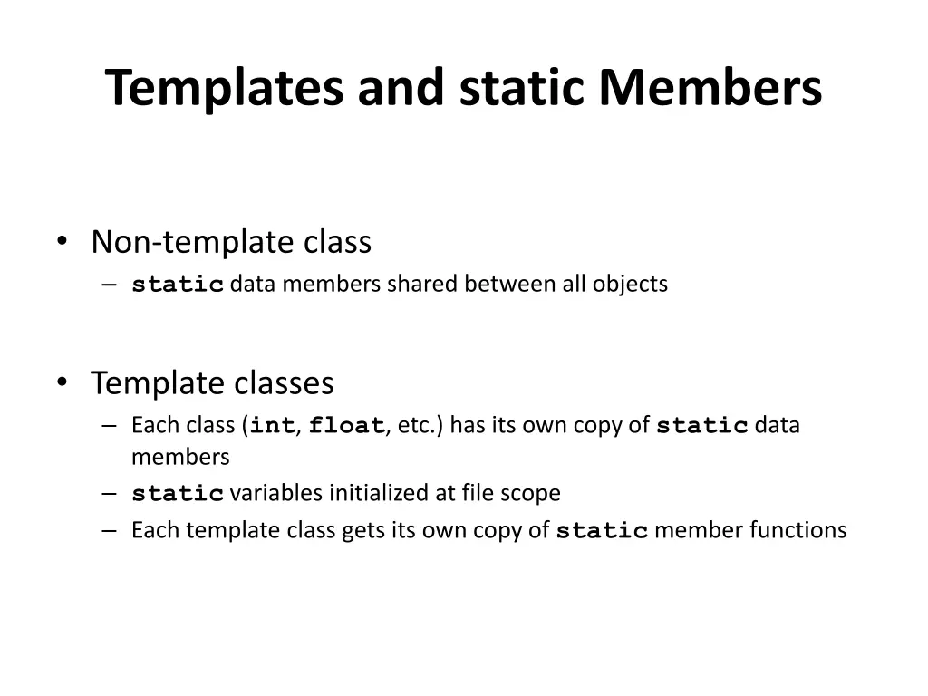 templates and static members