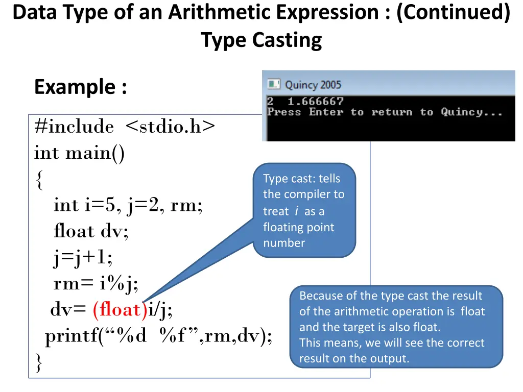 data type of an arithmetic expression continued 3
