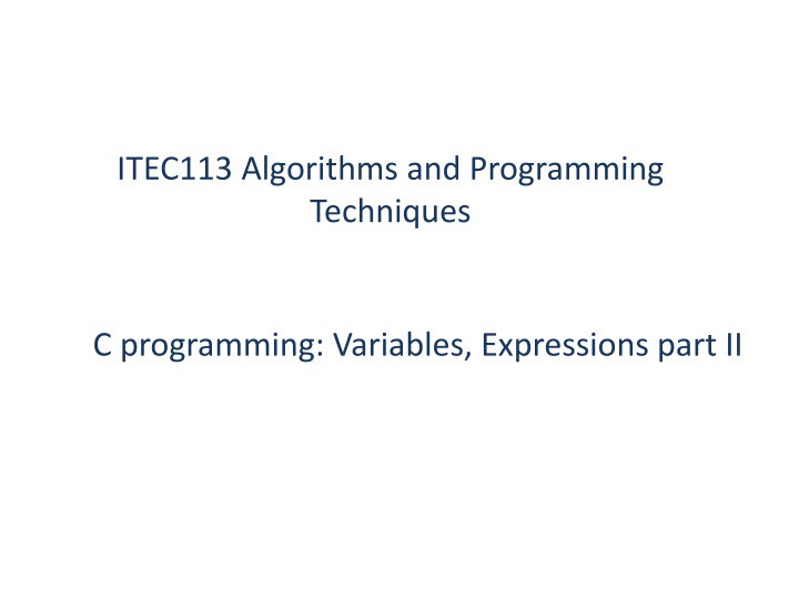 itec113 algorithms and programming techniques