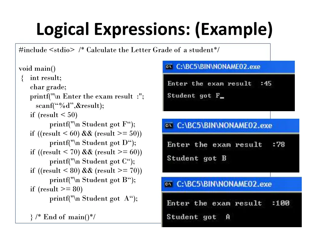 logical expressions example 1