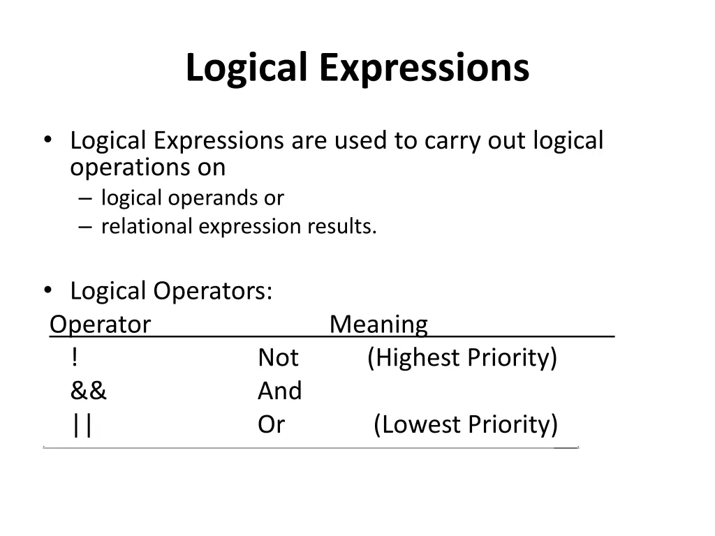 logical expressions