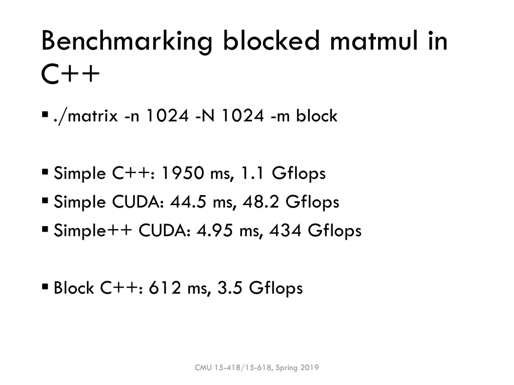 benchmarking blocked matmul in c