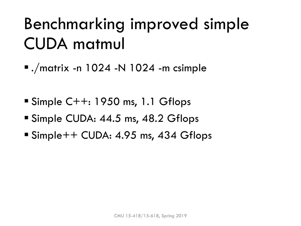 benchmarking improved simple cuda matmul
