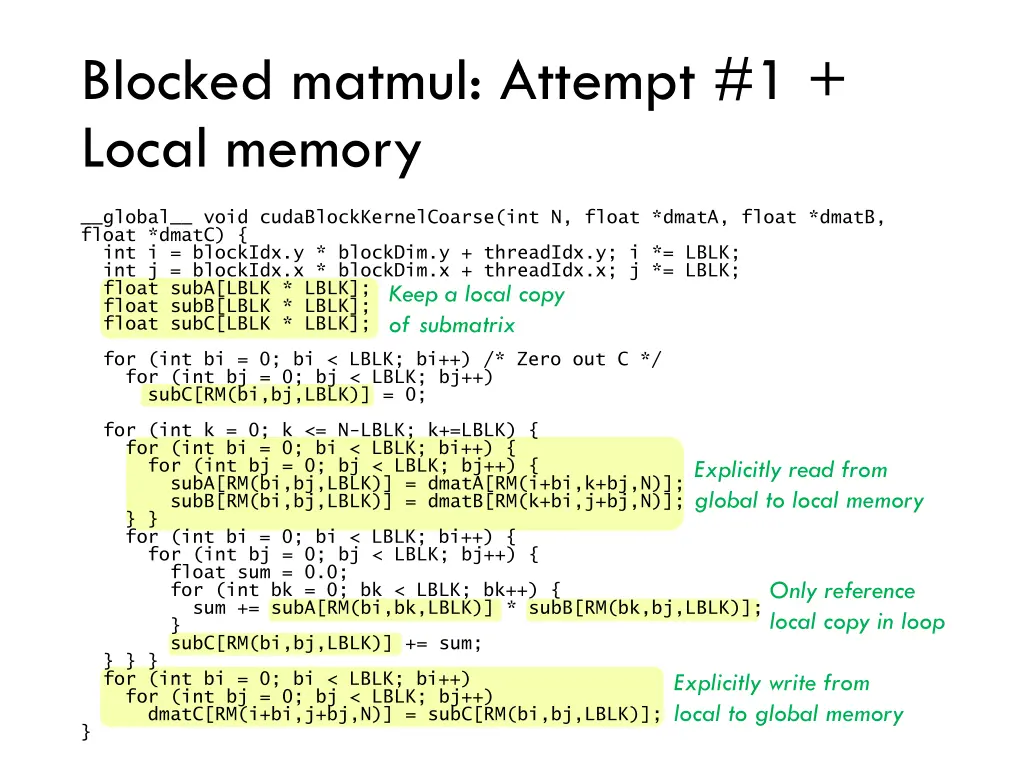 blocked matmul attempt 1 local memory
