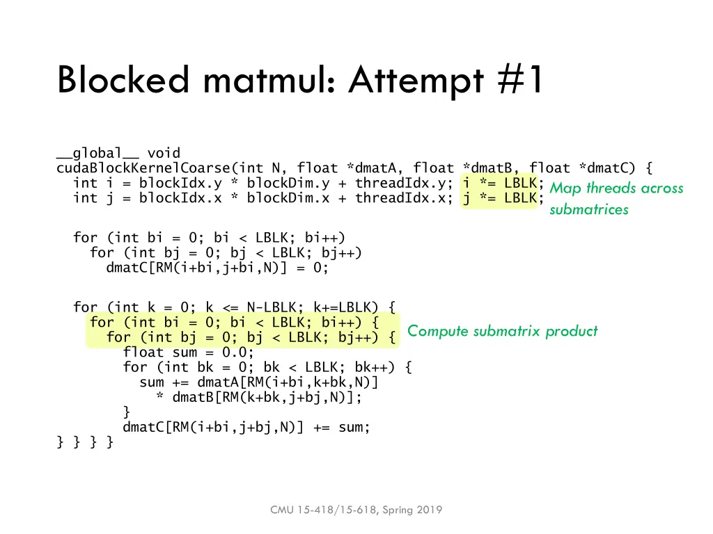 blocked matmul attempt 1