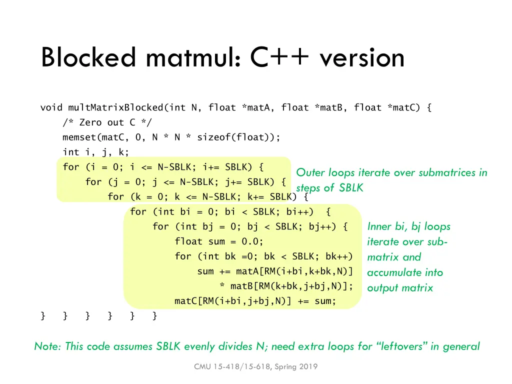 blocked matmul c version