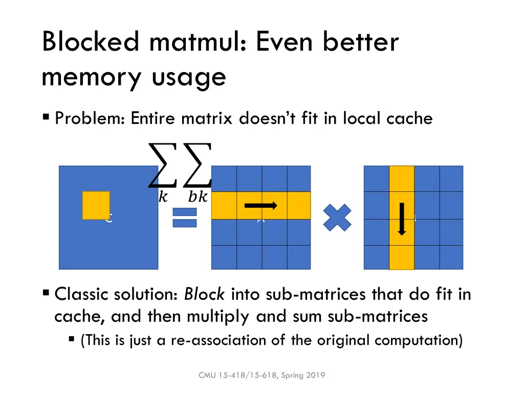 blocked matmul even better memory usage