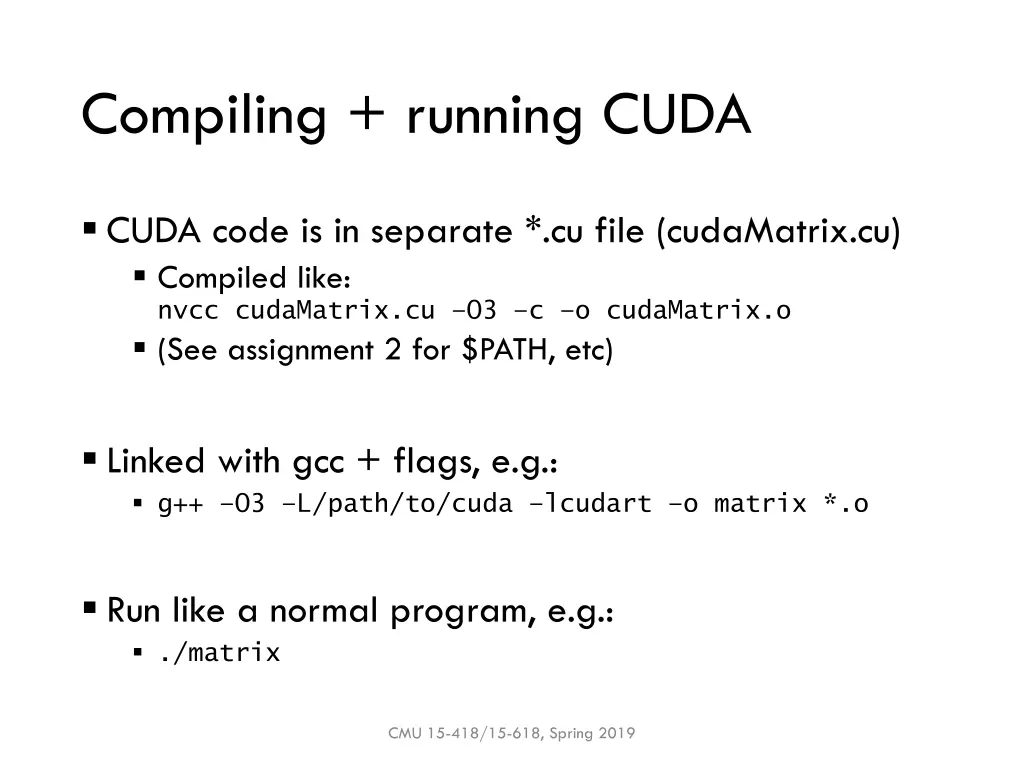 compiling running cuda