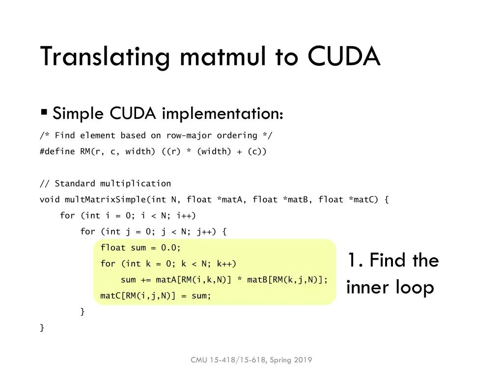 translating matmul to cuda 1