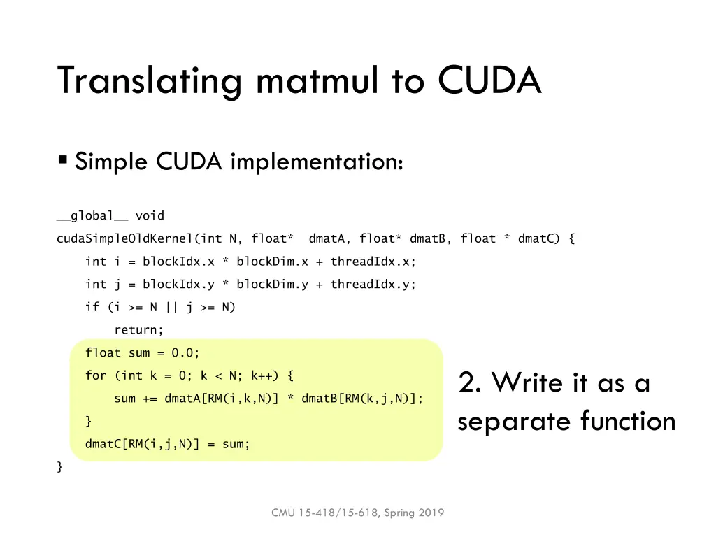translating matmul to cuda 2