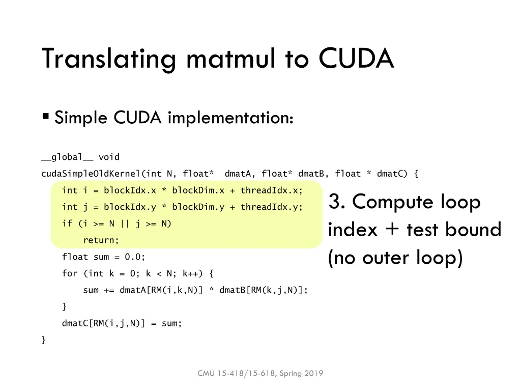 translating matmul to cuda 3