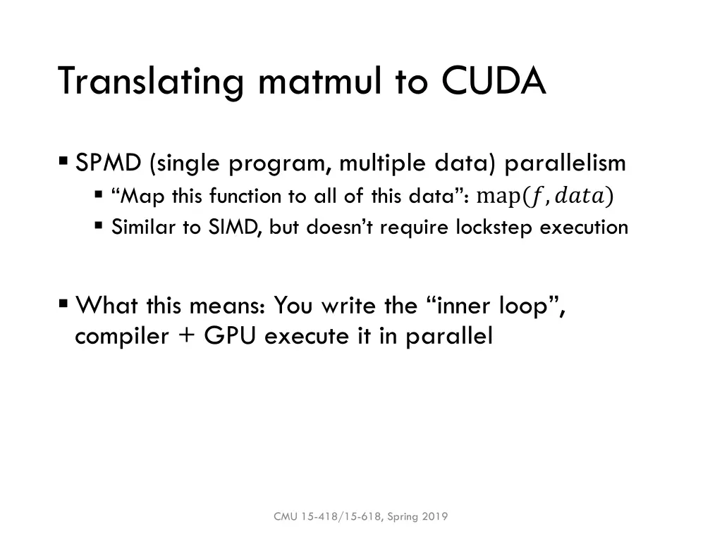 translating matmul to cuda