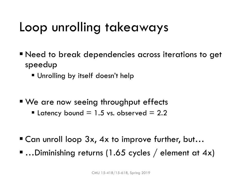 loop unrolling takeaways