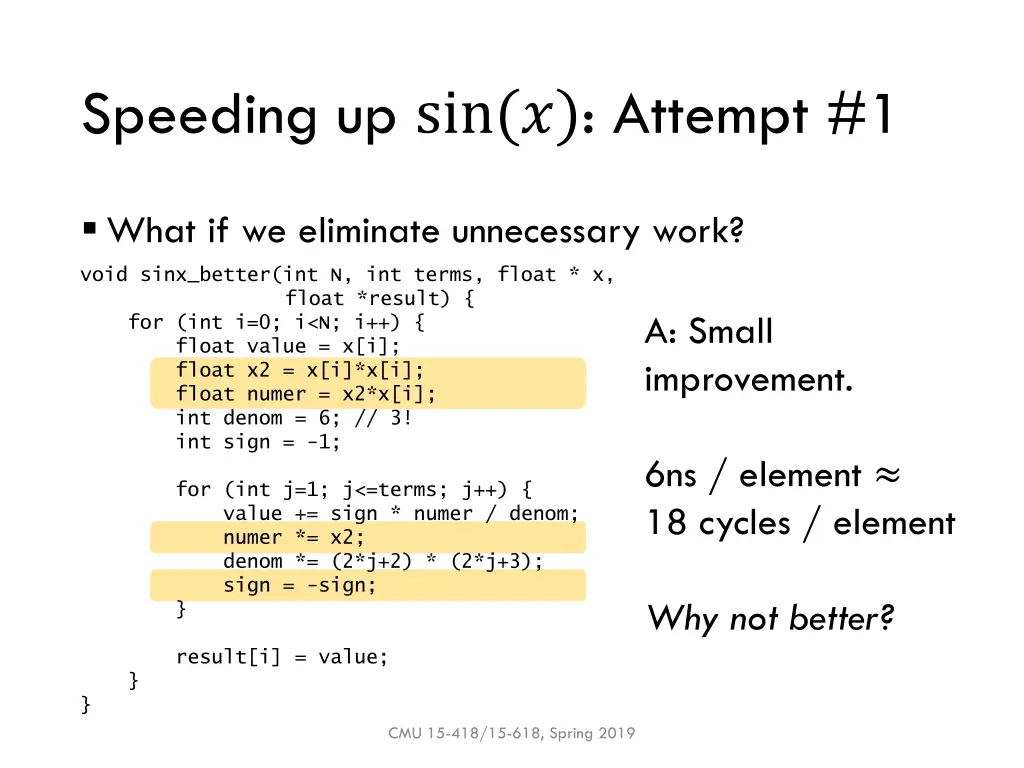 speeding up sin attempt 1