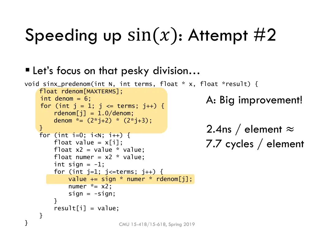 speeding up sin attempt 2