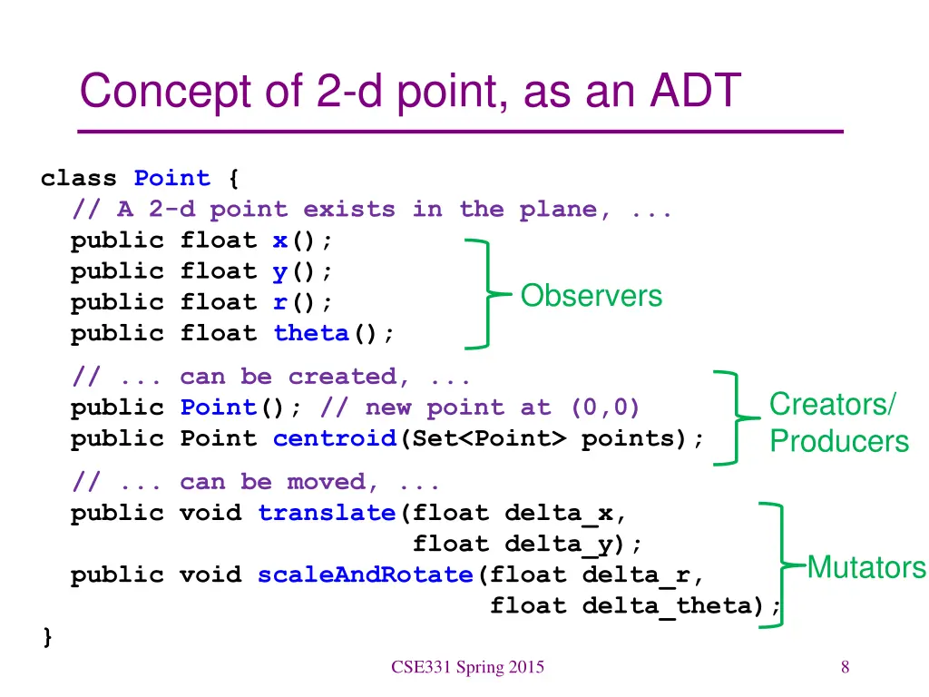 concept of 2 d point as an adt