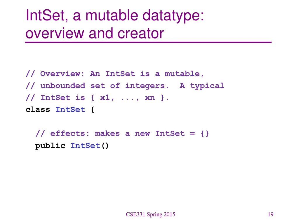 intset a mutable datatype overview and creator
